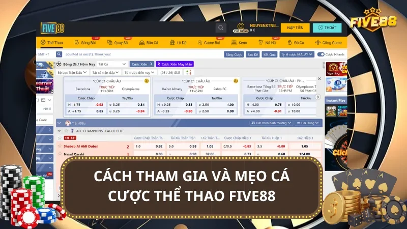 Cách tham gia và mẹo cá cược thể thao FIVE88
